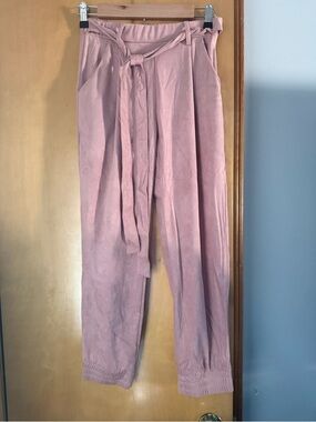 Francesca's Collections Dusty Rose Tie-Waist Joggers